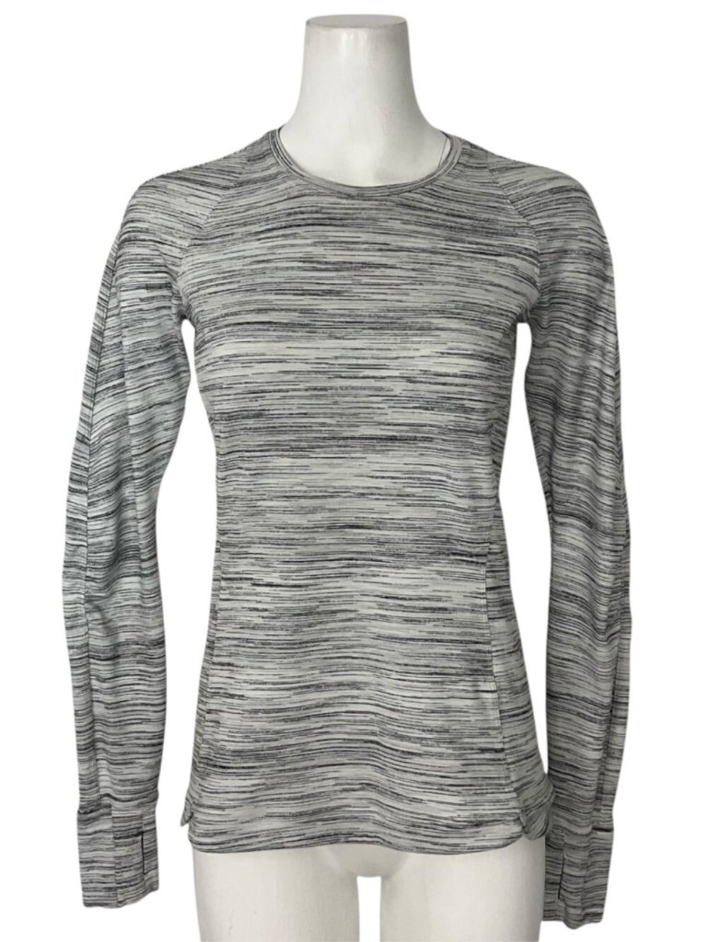 Lululemon Runderful Long Sleeve Top 8 Space Dye Camo White Silver Spoon
